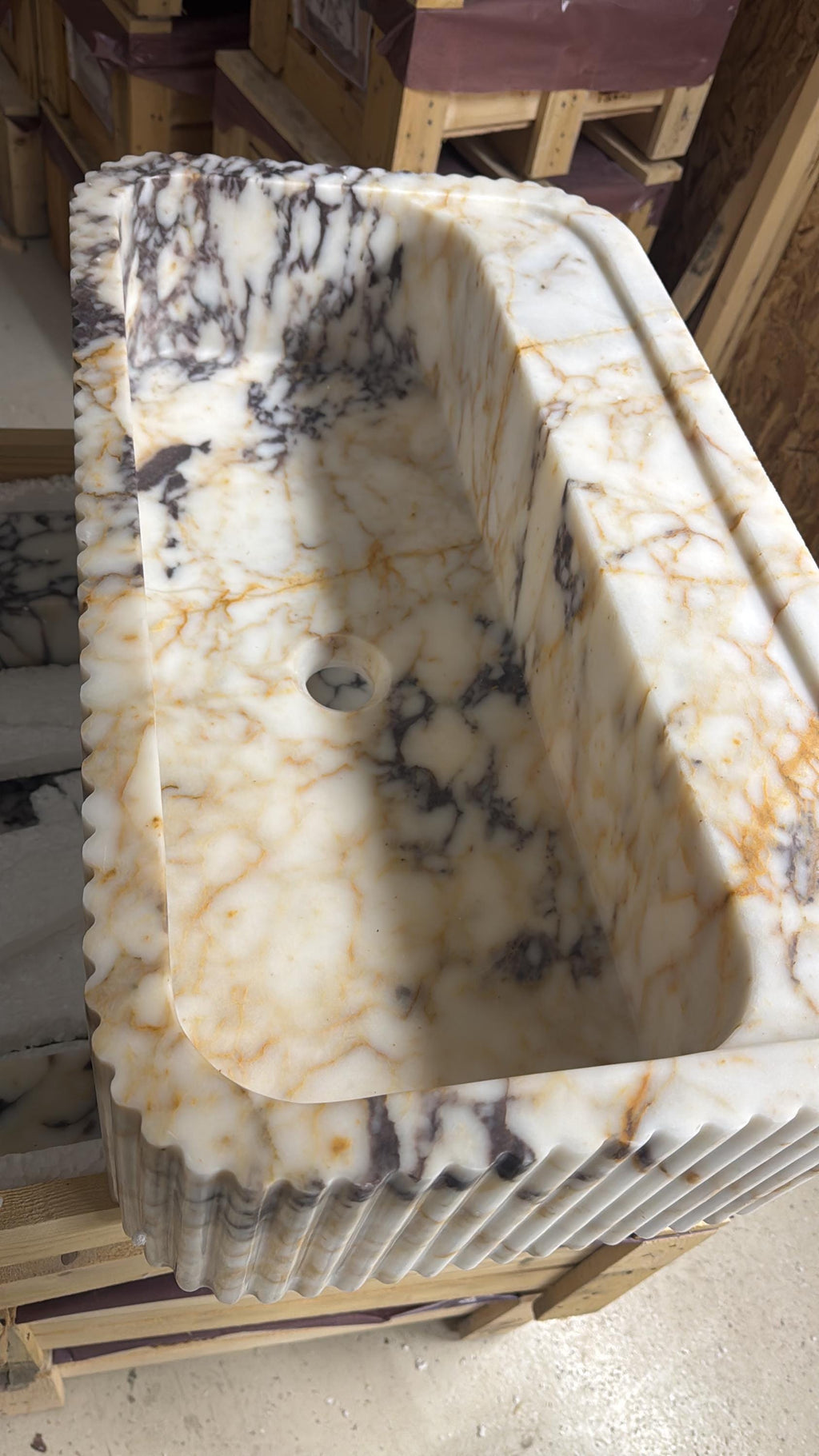Calacatta Viola Marble Floating Sink: Bathroom Vanity, Powder Room