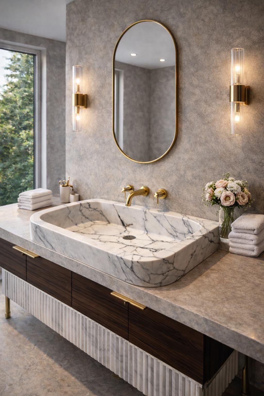 Handmade Natural Marble Sink: Modern Wall Mounted Washbasin