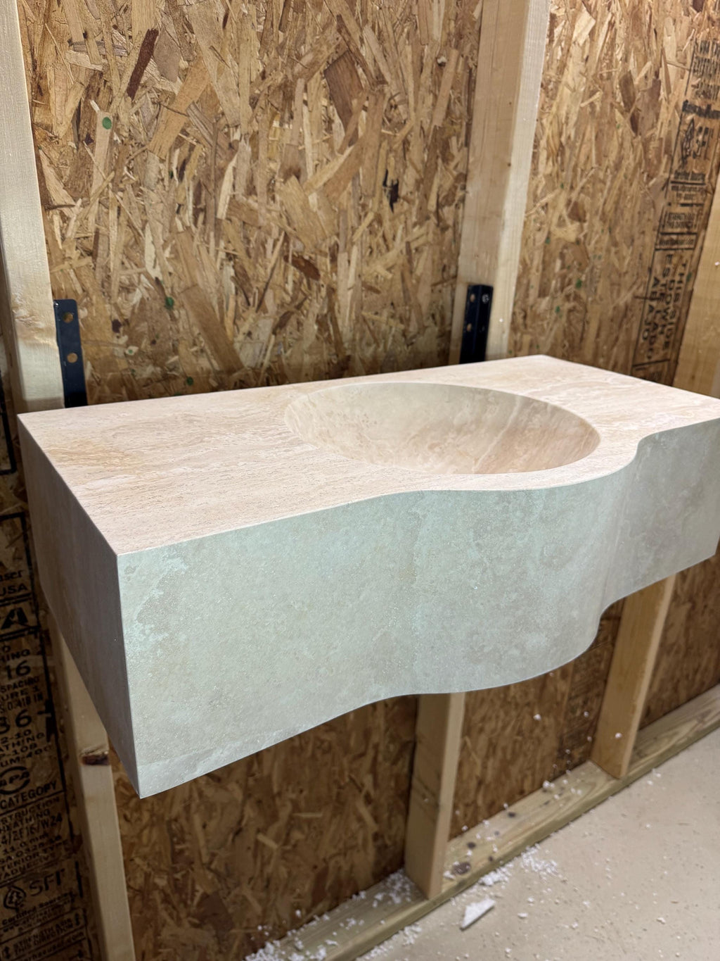 Complete Modern Travertine Vessel Sink: Natural Stone Bathroom Sink (27'' x14''x 7'')