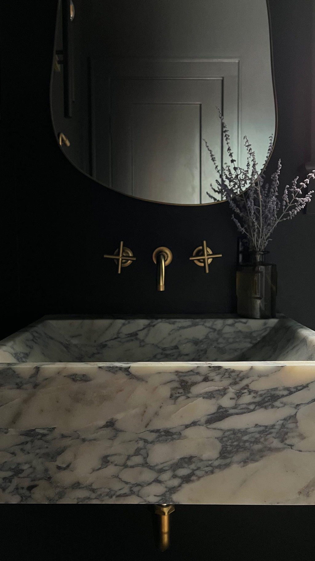 Handcrafted Viola Marble Wall Mounted Sink: Natural Stone Basin