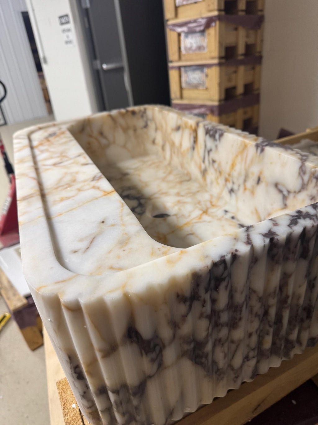 Calacatta Viola Marble Floating Sink: Bathroom Vanity, Powder Room