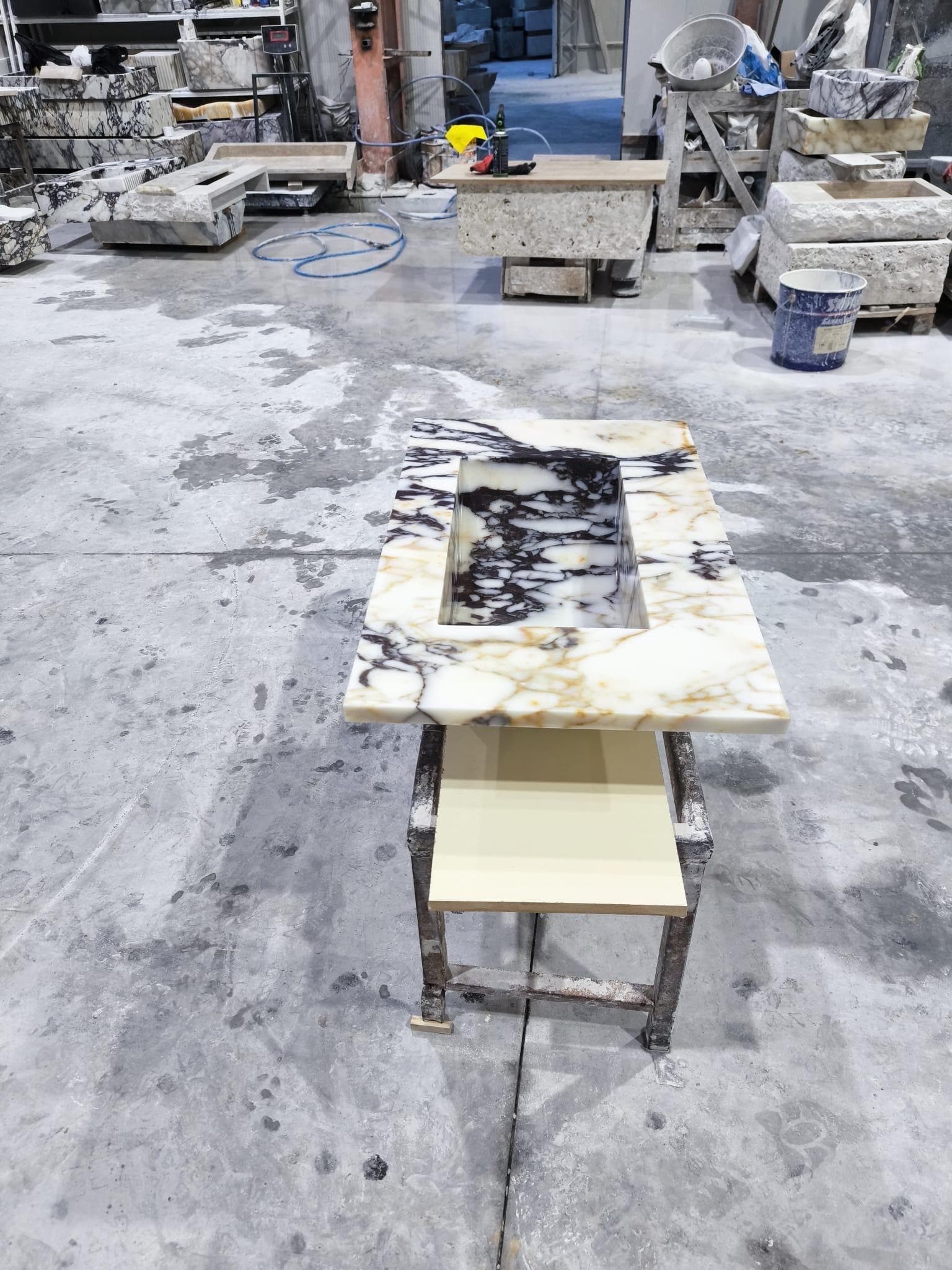 Calacatta Viola  Marble Vessel Sink: Handcrafted Natural Stone Bathroom Sink