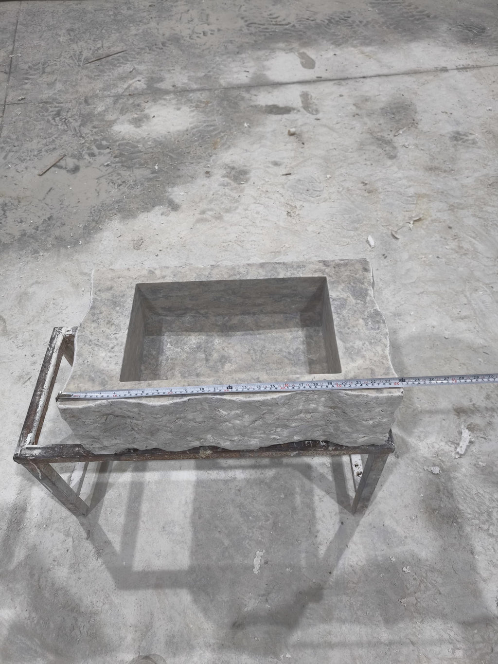 Complete Silver Travertine Stone Sink: Rustic Powder Room, Natural Marble