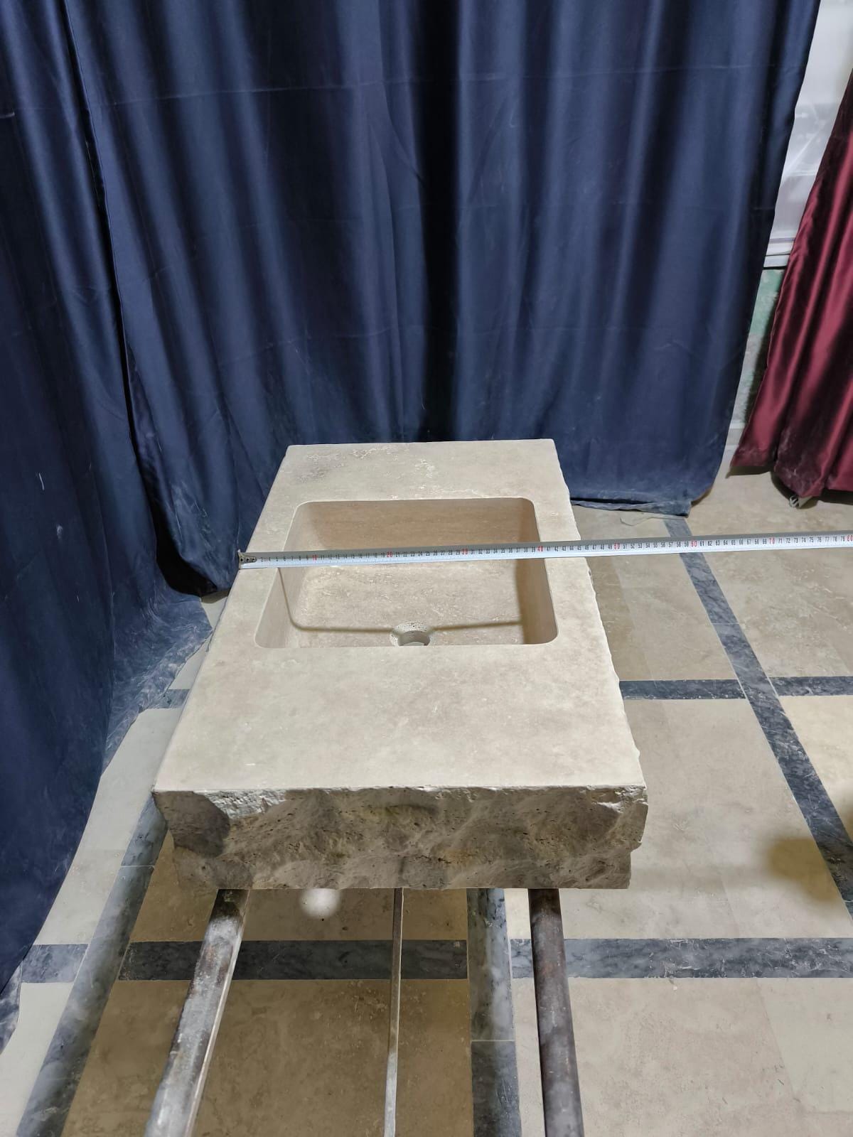 Hand Carved Travertine Marble Sink - Custom Bathroom Vanity