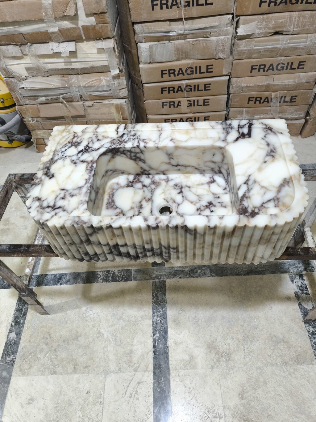 Custom Project for Sue 34"x21"x6" Viola Marble Deck mounted sink Including Wall bracktes