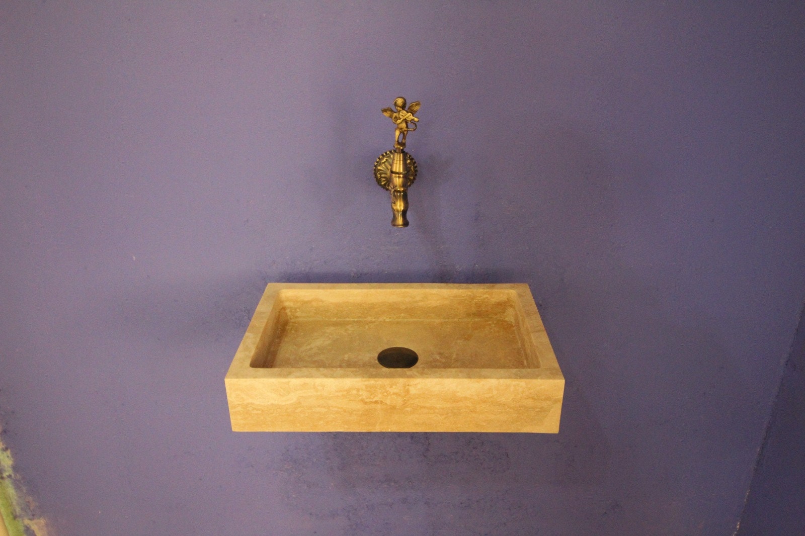 Travertine Bathroom Sink – Natural Stone Vanity – Mediterranean Style Home