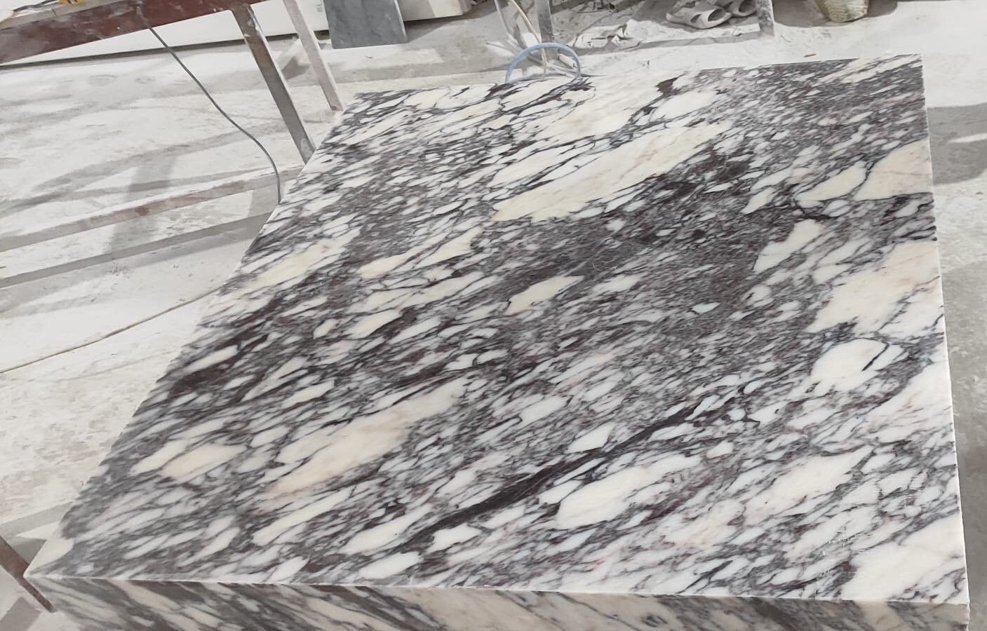 Calacatta Viola Marble Plinth Coffee Table, Custom Cube End Table