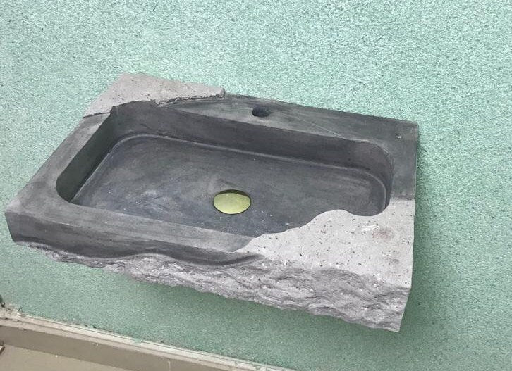 Hand Carved Black Basalt Marble Sink: Natural Stone Bathroom Basin