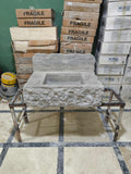 Complete Chiseled Natural Silver Travertine Sink: Rustic Powder Room, Wall Mount , Integrated Sinks