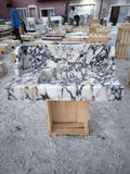 Handmade Calacatta Viola Marble Sink with Backsplash - Natural Stone Basin