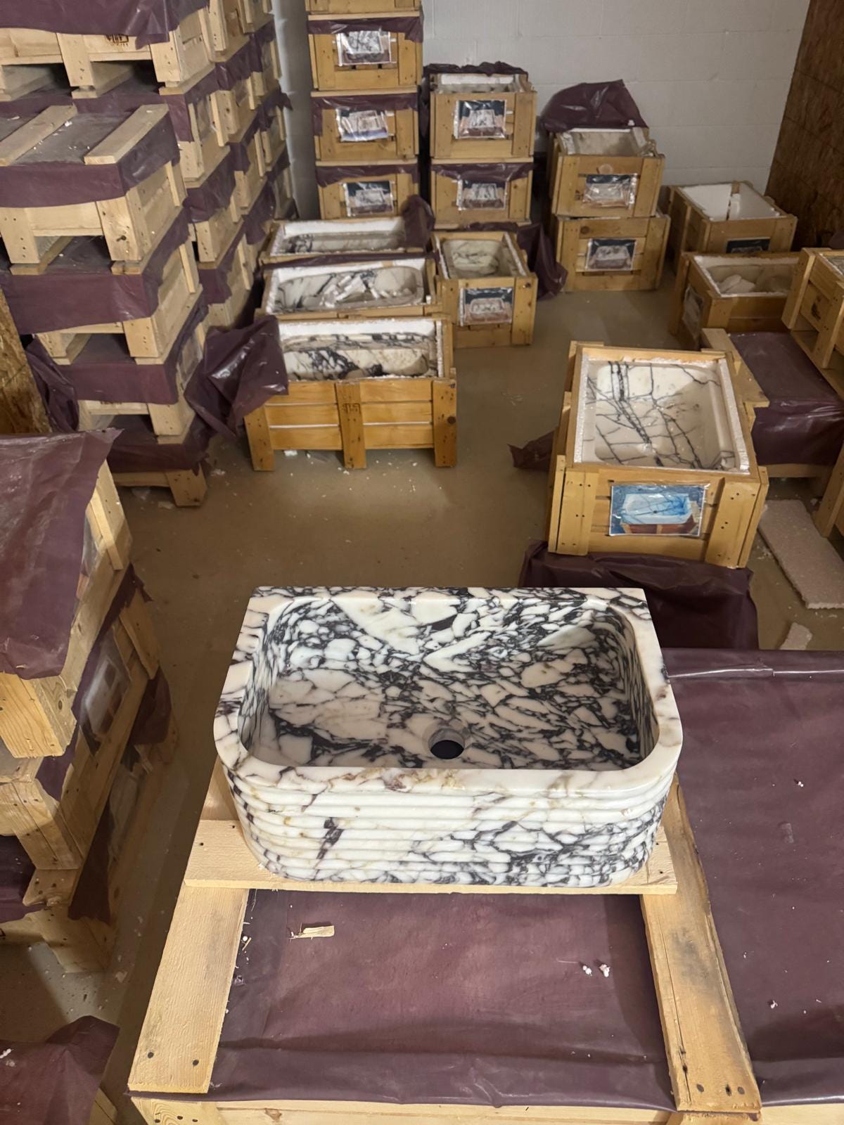Calacatta Viola Marble Sink 20"x12"x7.5"