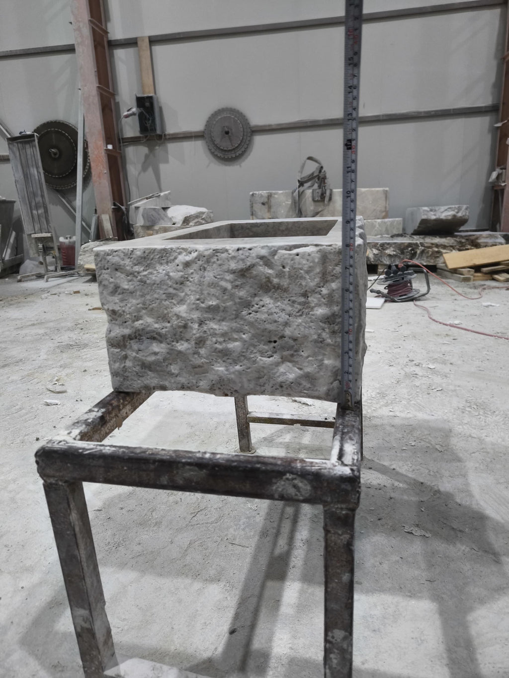 Complete Silver Travertine Stone Sink: Rustic Powder Room, Natural Marble