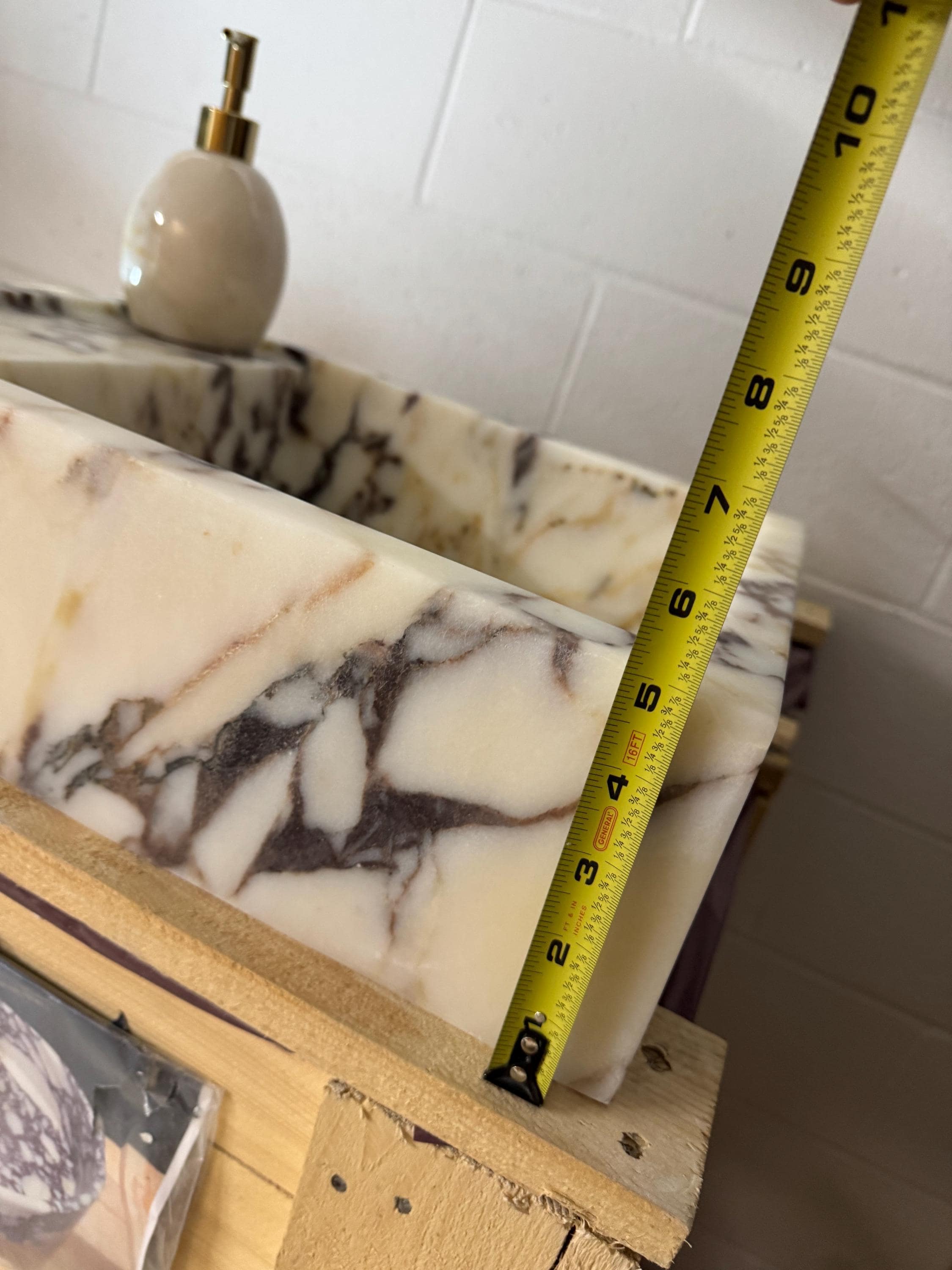 Calacatta Viola Marble Wall Mount Sink: Concealed Drain Bathroom Vanity