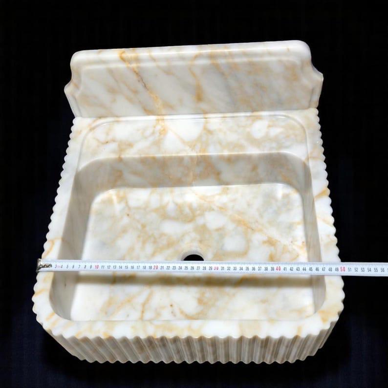 Calacatta Viola Marble Wall Mount Sink: Bathroom Vanity, Concealed Drain