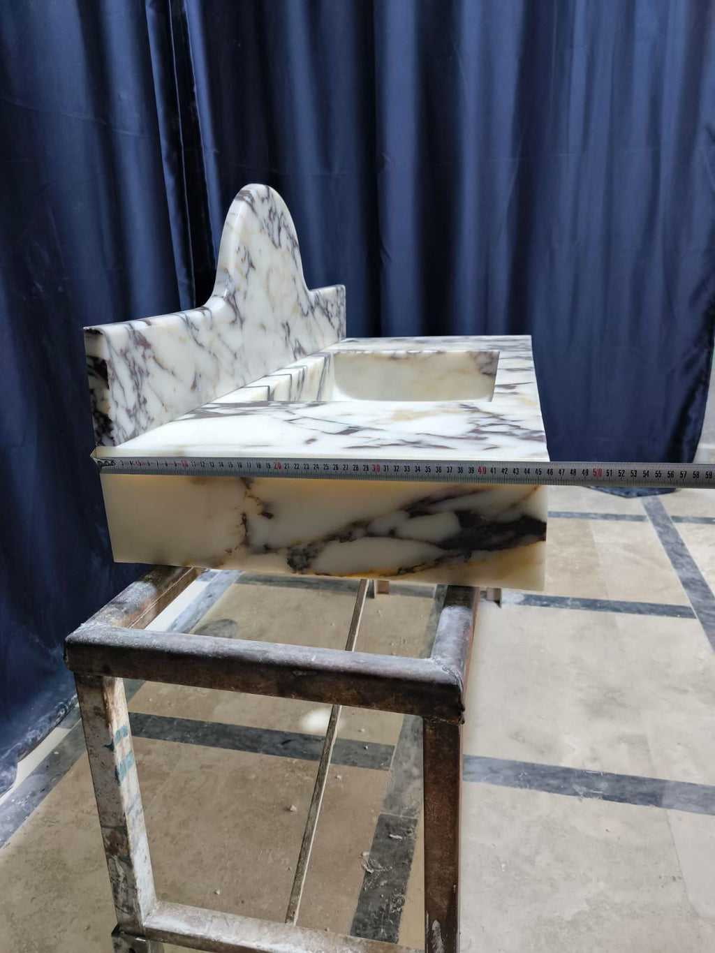 Calacatta Marble Wall Mount Sink: Natural Stone Washbasin