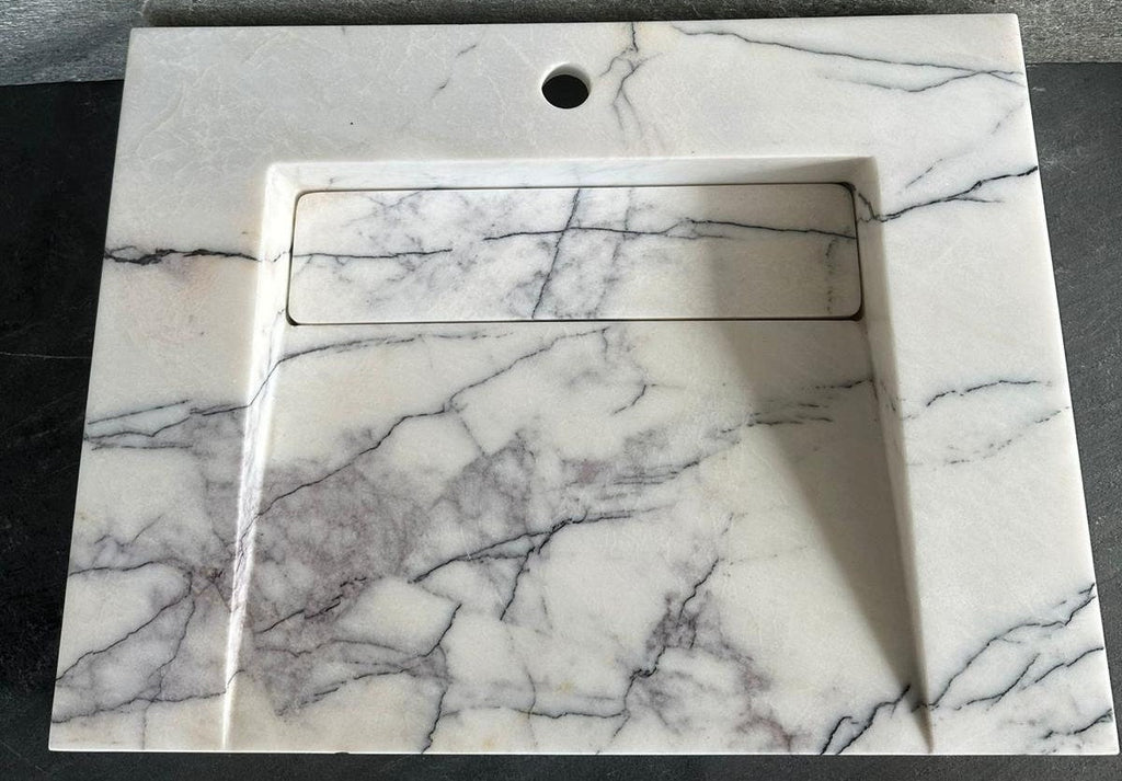 Handmade Carrara Marble Sink: Wall Mount or Countertop Vanity