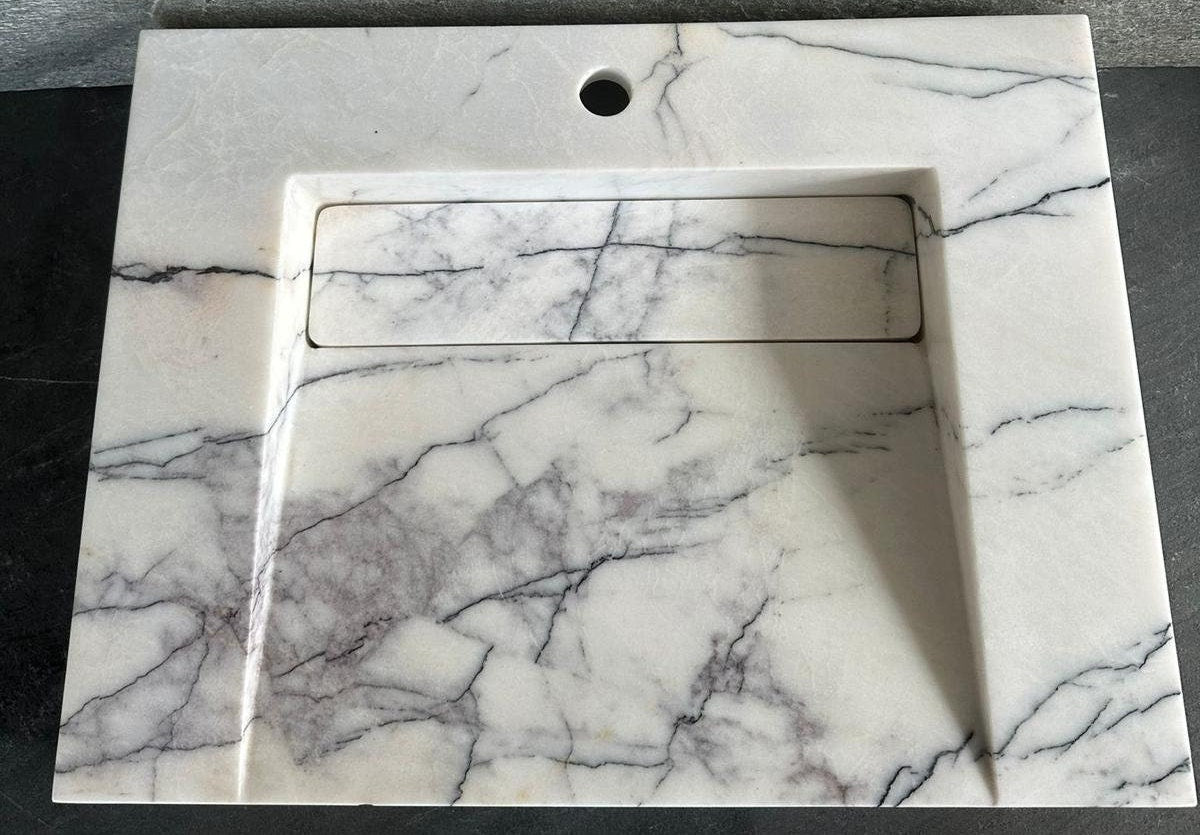 Handmade Carrara Marble Sink: Wall Mount or Countertop Vanity