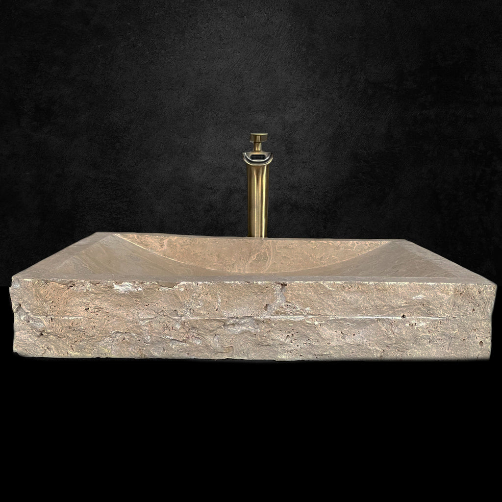 Custom sink for Martha, 24”x16”x6” Handcrafted Travertine Marble Sink: Wall Mounted Washbasin
