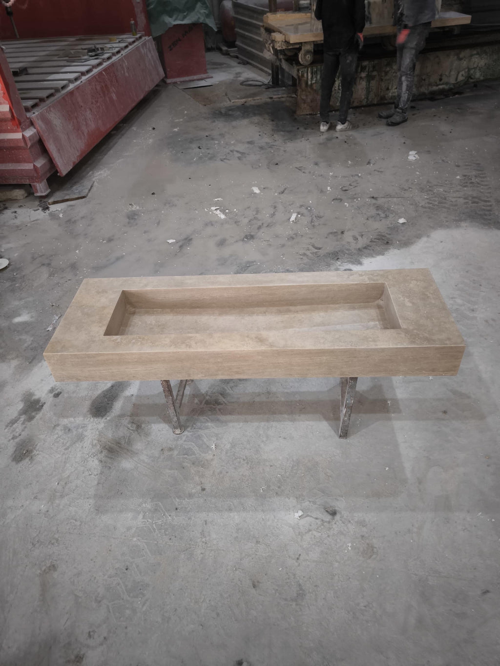 Handcrafted Beige Travertine Rectangular Sink: Natural Stone Bathroom Sink (60x20x6)