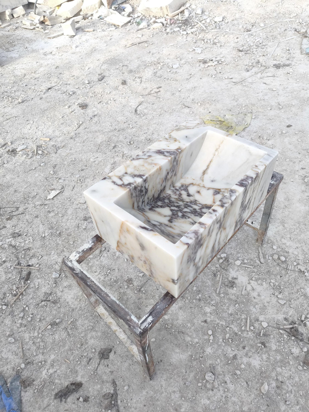 Calacatta Viola Marble Sink: Natural Stone Powder Room Washbasin