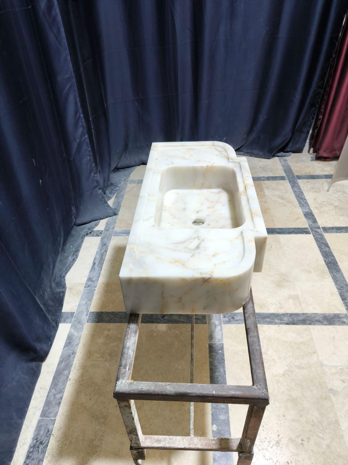 Handmade Calacatta Gold Marble Sink: Natural Stone Bathroom Design (30x15.7x6)