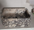 Handcrafted Viola Marble Wall Mounted Sink: Natural Stone Basin