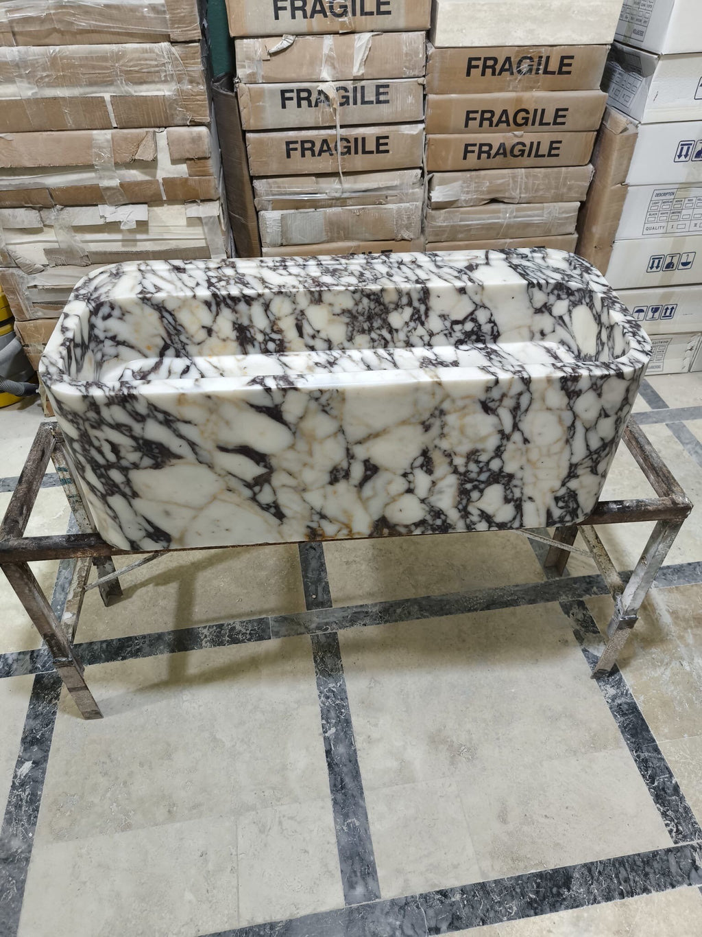 Alacatta Viola Marble Wall Sink: Handcrafted Natural Stone Basin
