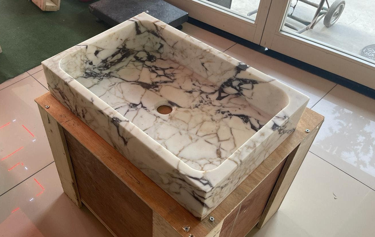 Calacatta Viola Marble Floating Sink: Bathroom Vanity (24''x16''x5'')