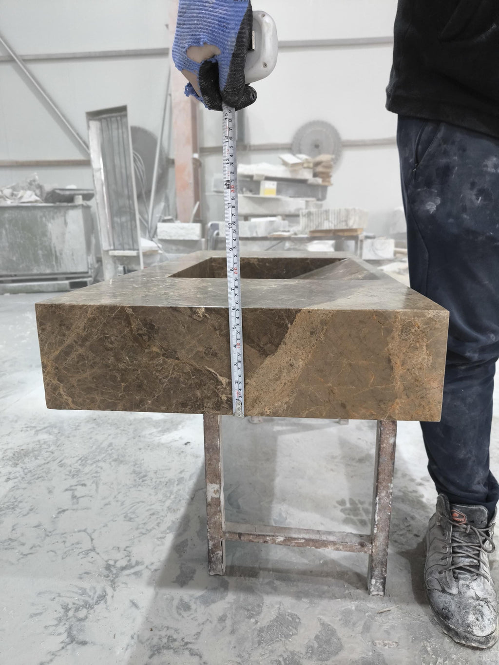 Complete Handmade Emperador Integrated Sink ,  Marble Sink: Custom Natural Stone Washbasin