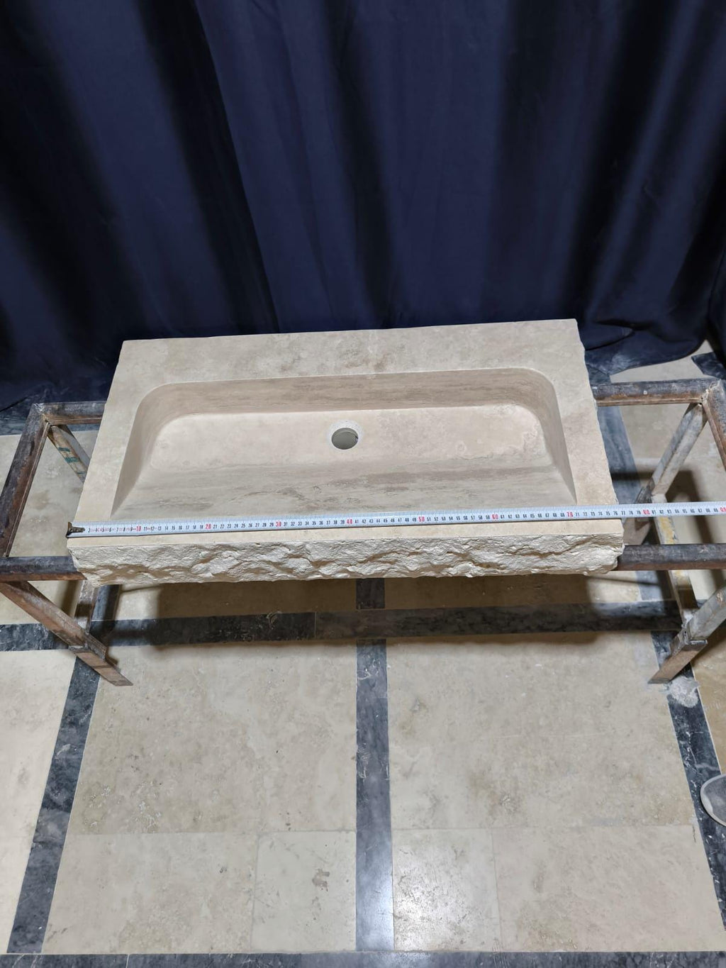 Custom Traverine sink for 30”x15x5.5” Chiseled Edge Stone Washbasin