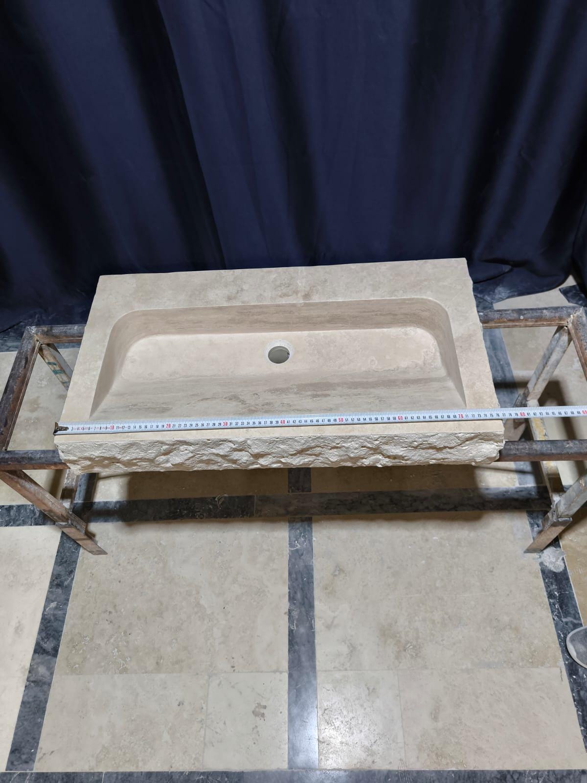 Custom Traverine sink for 30”x15x5.5” Chiseled Edge Stone Washbasin