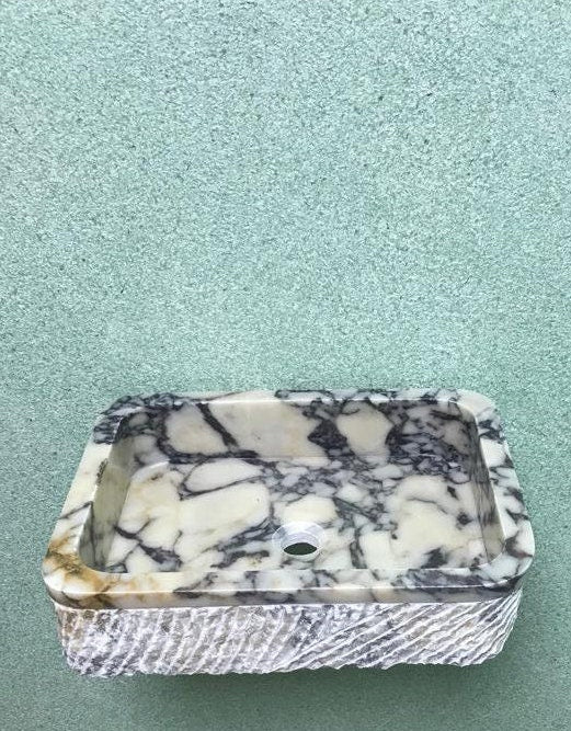 Calacatta Viola Marble Floating Sink: Custom Vanity, Wall Mounted