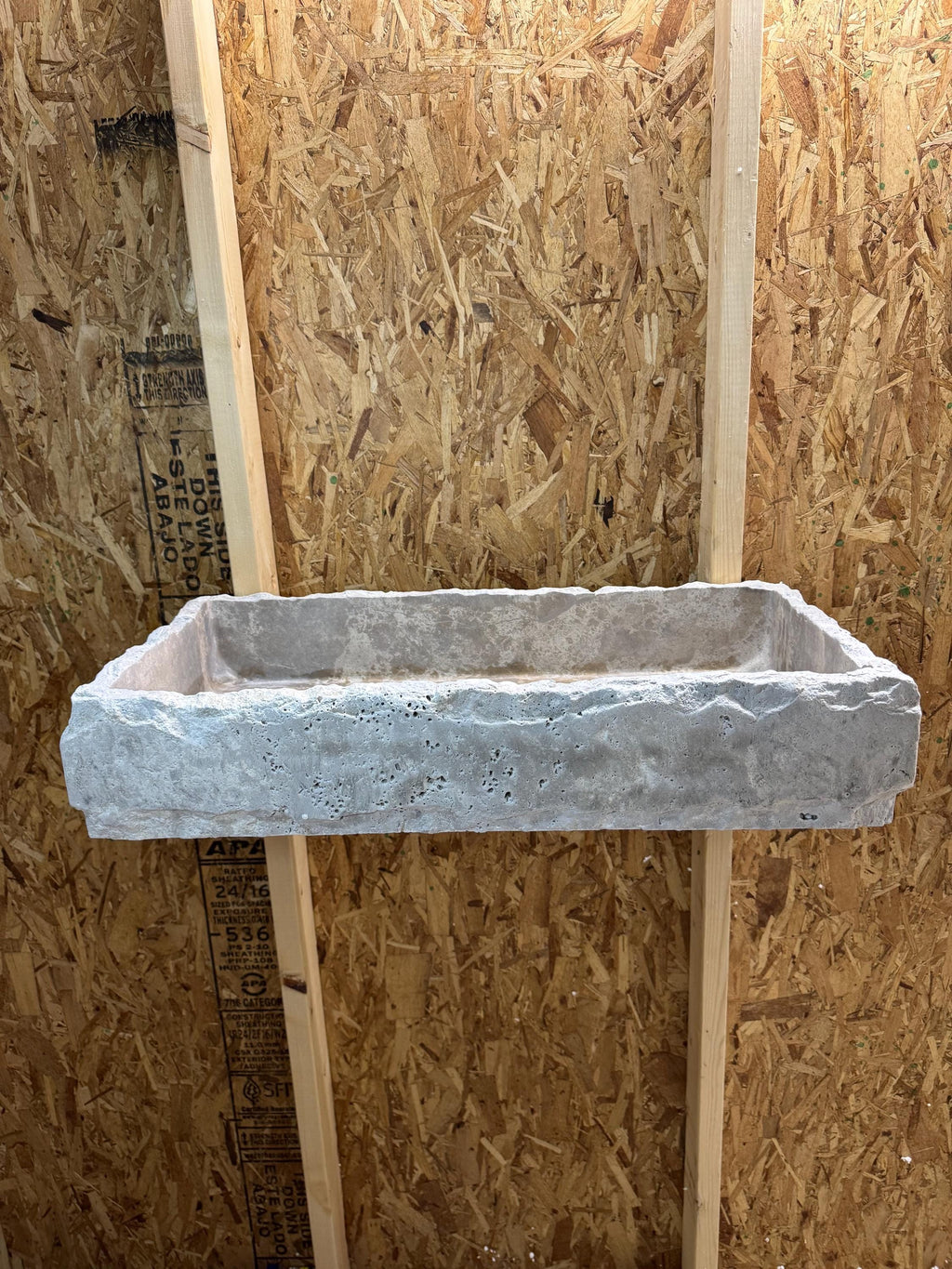 Handcrafted Silver Travertine Rectangular Sink: Natural Stone Washbasin