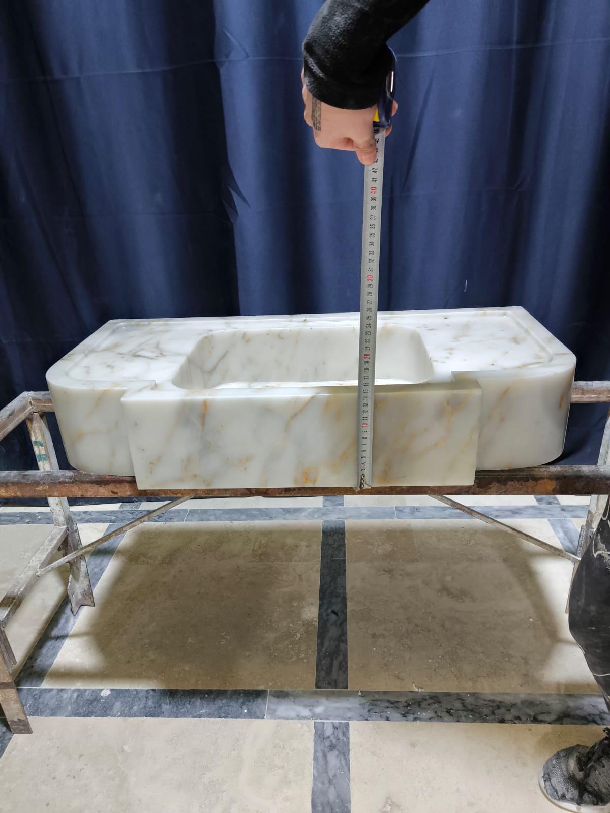 Handmade Calacatta Gold Marble Sink: Natural Stone Bathroom Design (30x15.7x6)