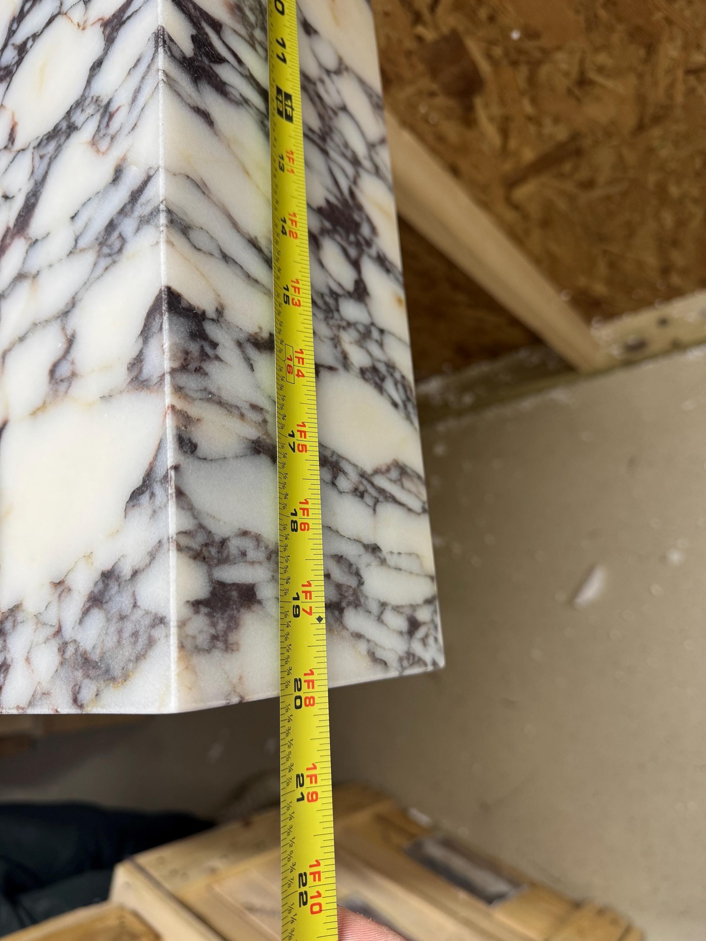 Handmade Calacatta Marble Wall Mount Sink with Backsplash