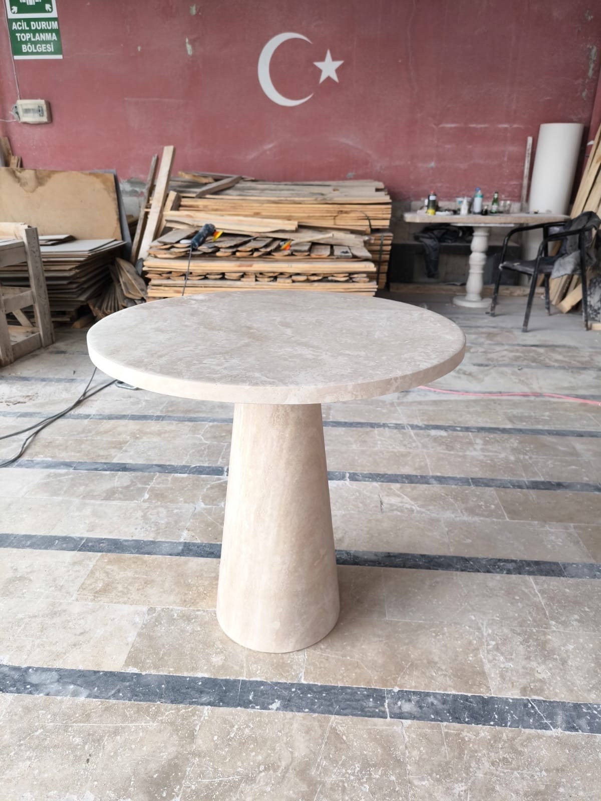 Vintage Travertine Plinth Coffee Table: Custom Natural Stone End Table