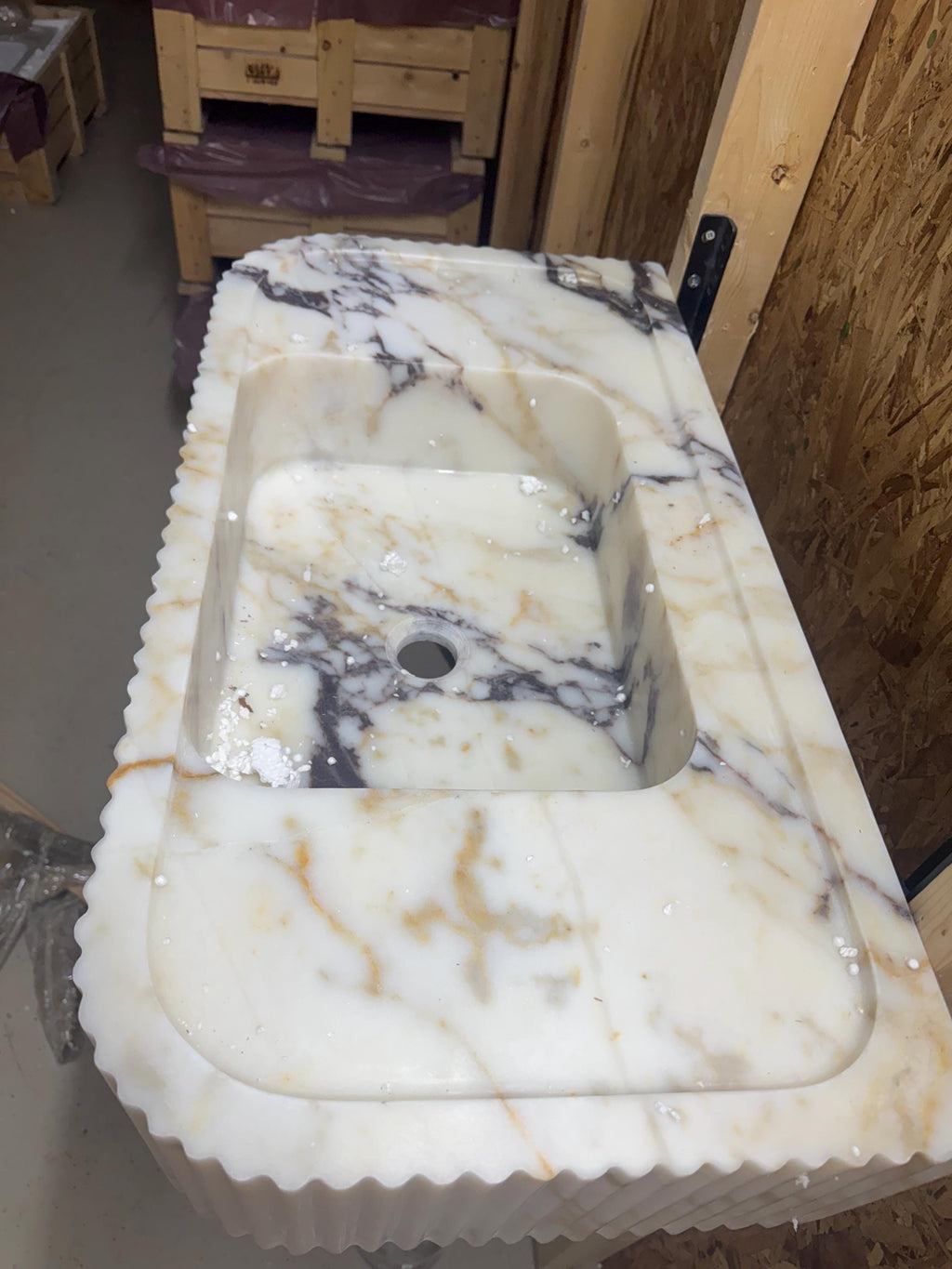 Calacatta Lilac Marble Vessel Sink: Handcrafted Natural Stone Bathroom Sink