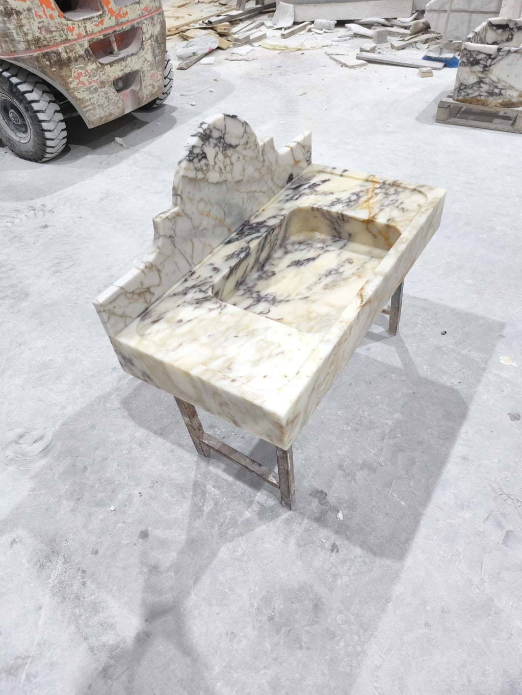 Complete  Calacatta Gold Marble Sink: Natural Stone Bathroom Design (36”x18”x5”)