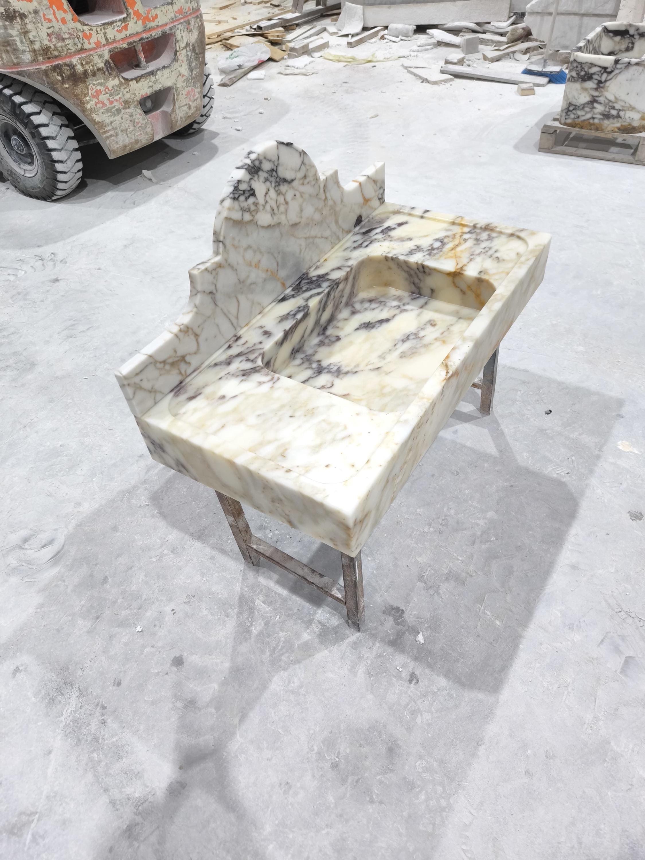 Complete  Calacatta Gold Marble Sink: Natural Stone Bathroom Design (36”x18”x5”)