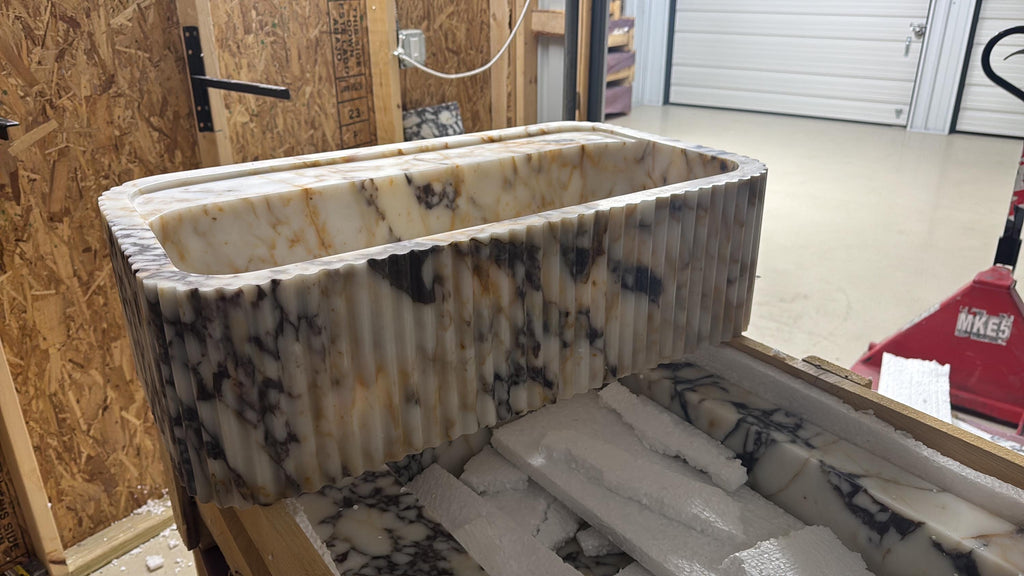 Calacatta Viola Marble Floating Sink: Bathroom Vanity, Powder Room