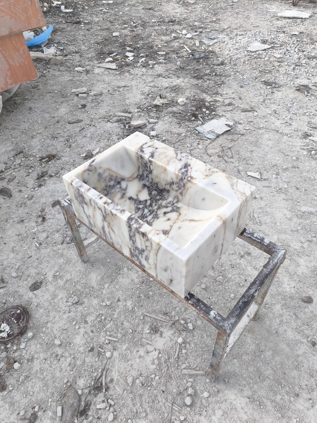 Calacatta Viola Marble Sink: Natural Stone Powder Room Washbasin