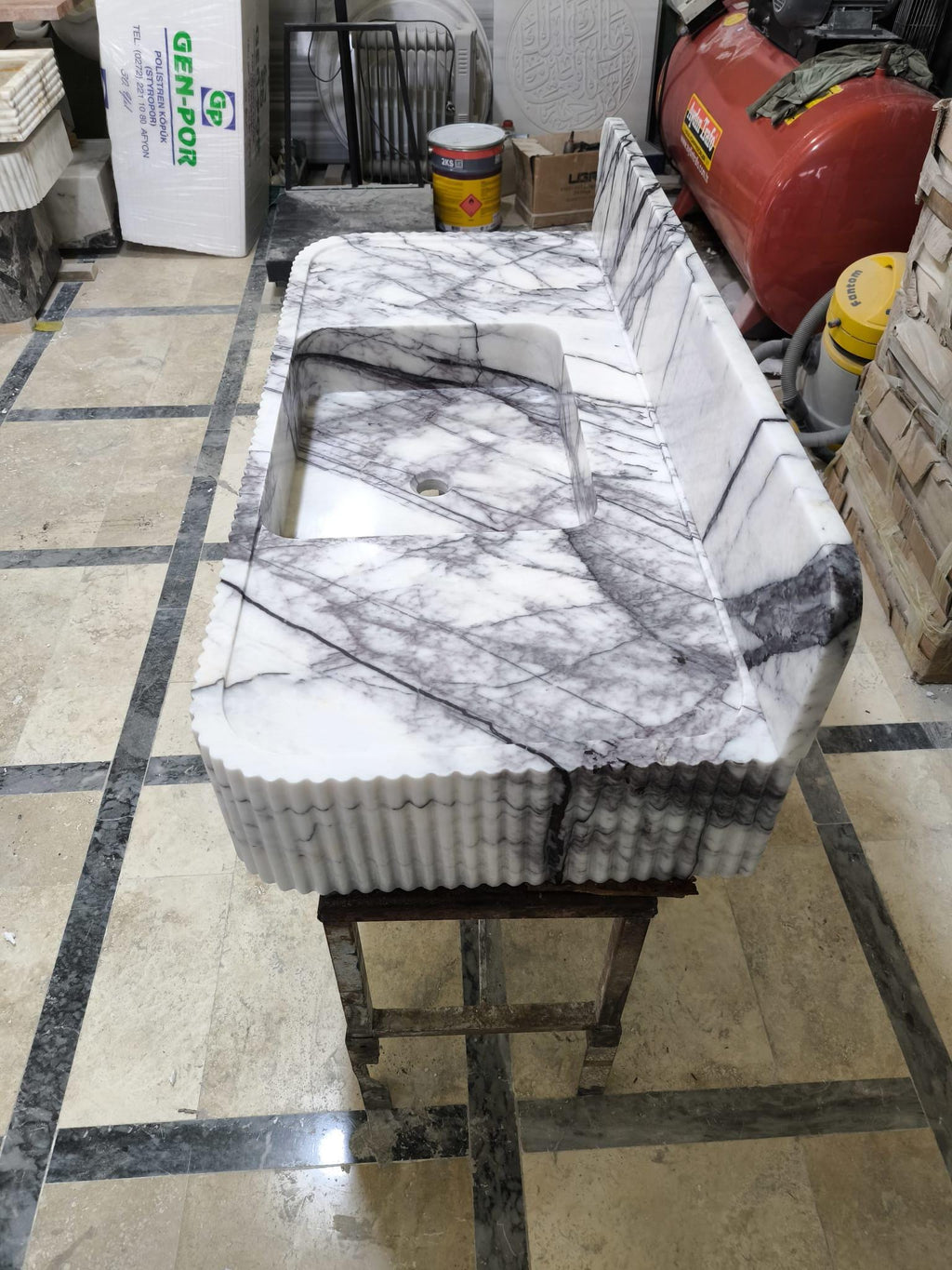 Calacatta Viola Marble Wall Mount Sink: Bathroom Powder Room