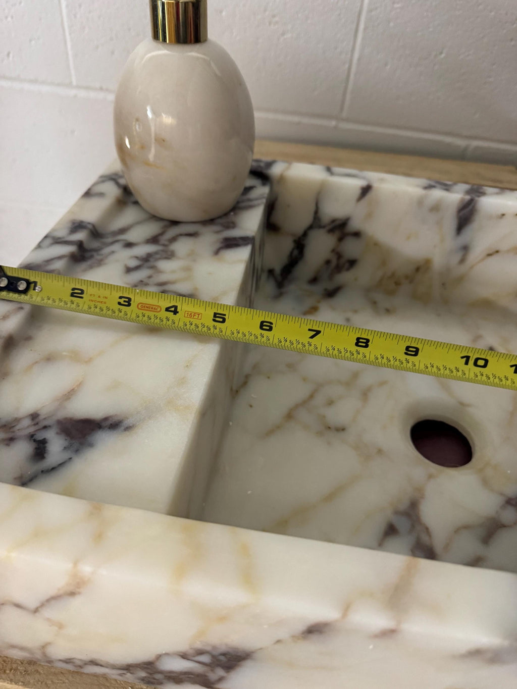 Calacatta Viola Marble Wall Mount Sink: Concealed Drain Bathroom Vanity