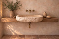 Handcrafted Travertine Marble Wall Sink - Natural Stone Washbasin