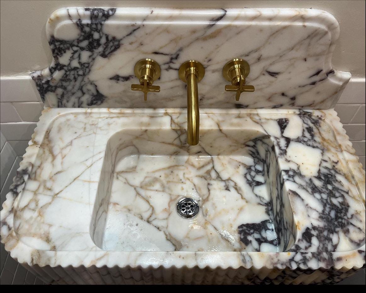 Calacatta Viola Project for Melissa  38”x18”x10” 10” backsplash
