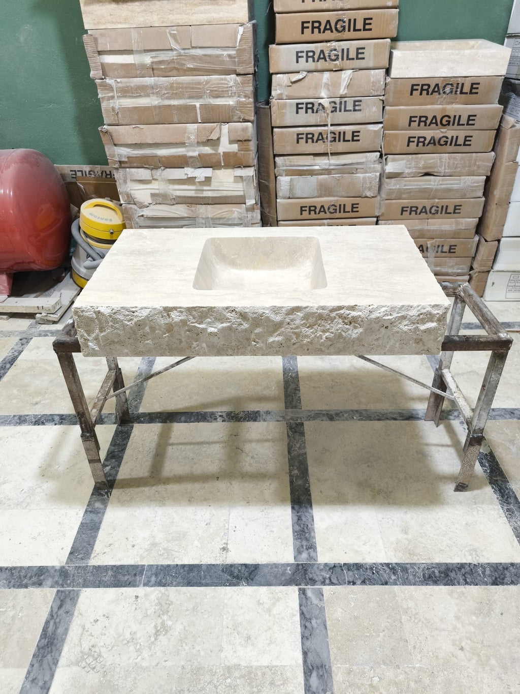 Handmade Travertine Marble Sink: Wall Mounted Natural Stone Washbasin