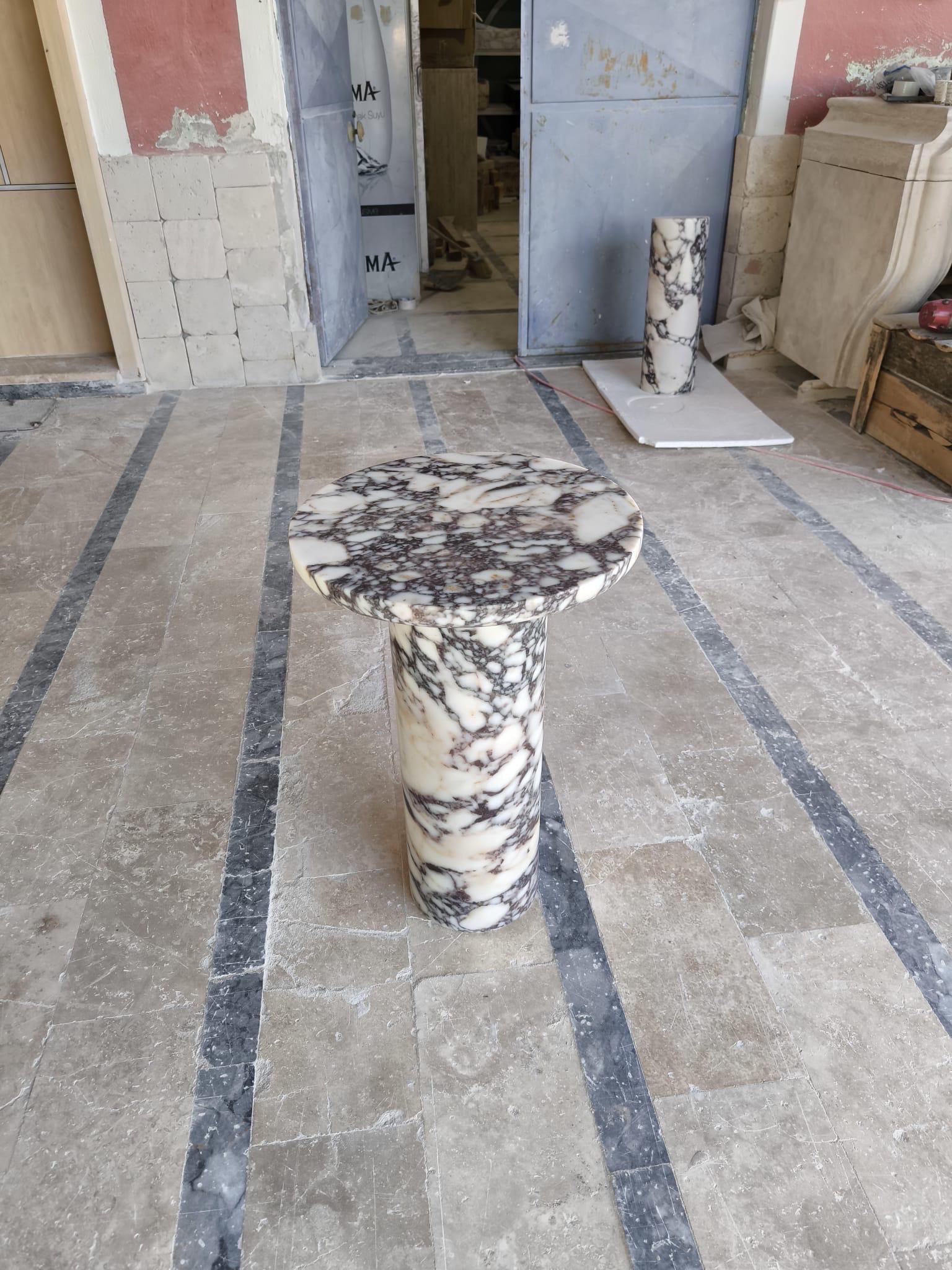 Calacatta Viola Marble table for  D23"xH24"