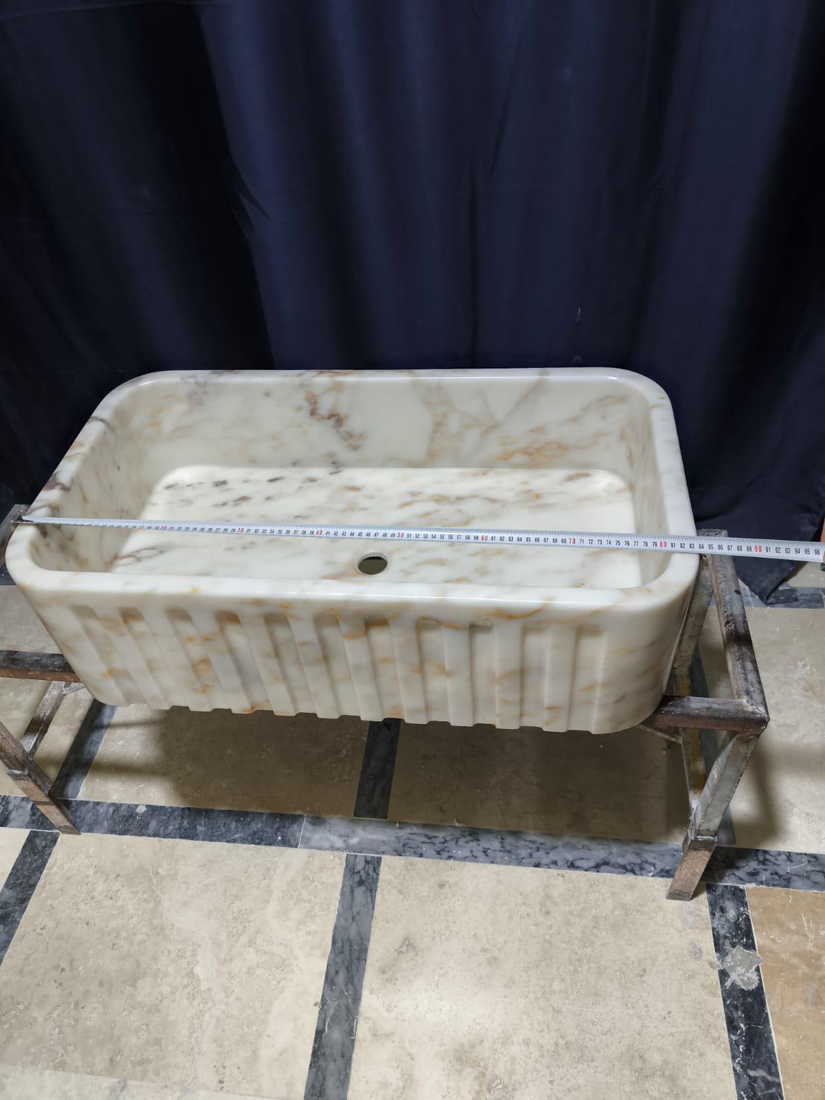 Handmade Calacatta Gold Marble Sink: Natural Stone Vessel Bathroom Vanity