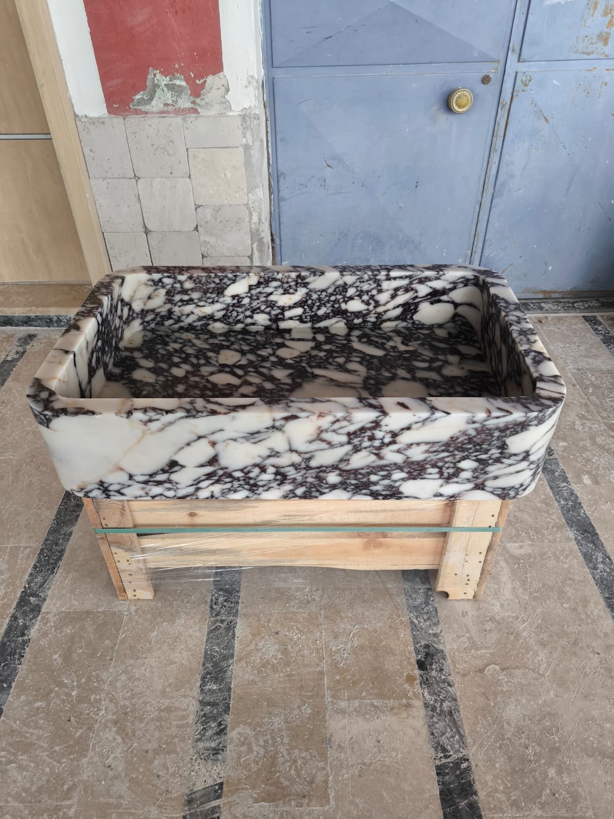 Handmade Calacatta Marble Wall Mount Bathroom Sink