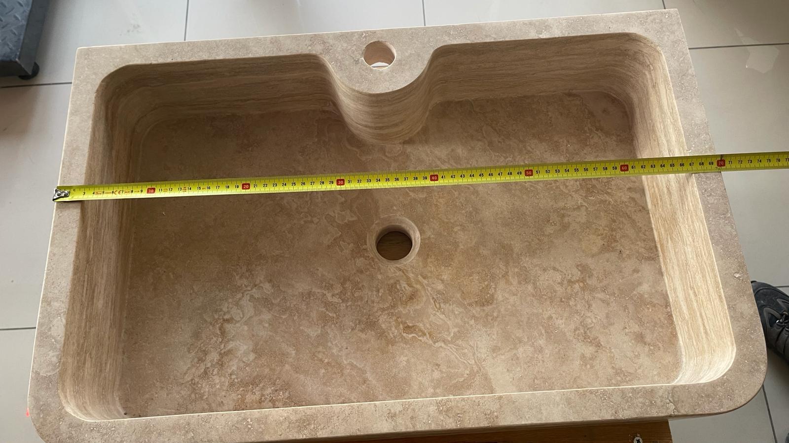 Hand Carved Travertine Marble Sink - Custom Bathroom Vanity